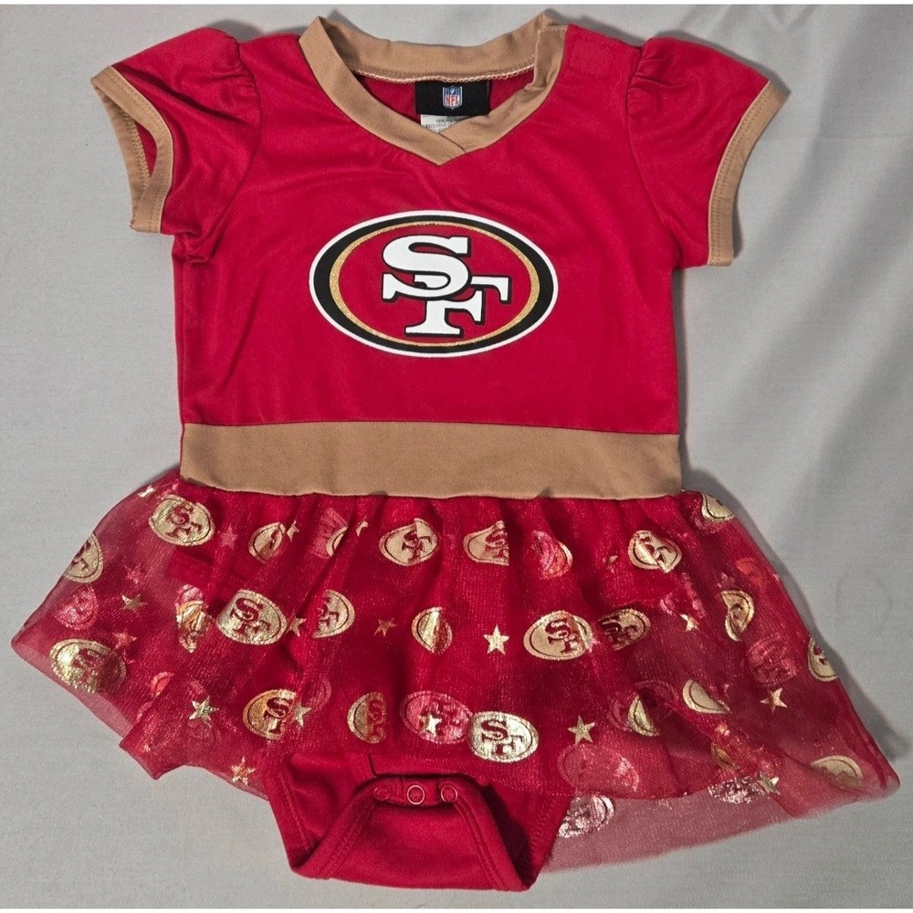 NFL San Francisco 49ers Tutu Cheerleader Bodysuit Leggings Set Baby Girls 24M